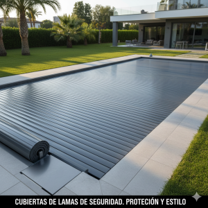Cubiertas de lamas de seguridad para piscinas