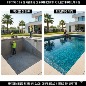 Piscinas de hormigón con azulejos porcelánicos