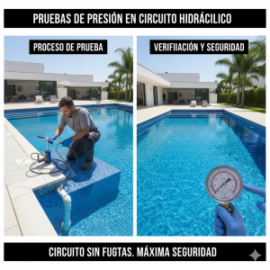 Pruebas de presión en circuito hidráulico de piscinas